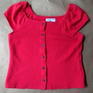 Madewell Texture and Thread Button Front Peasant Top XS